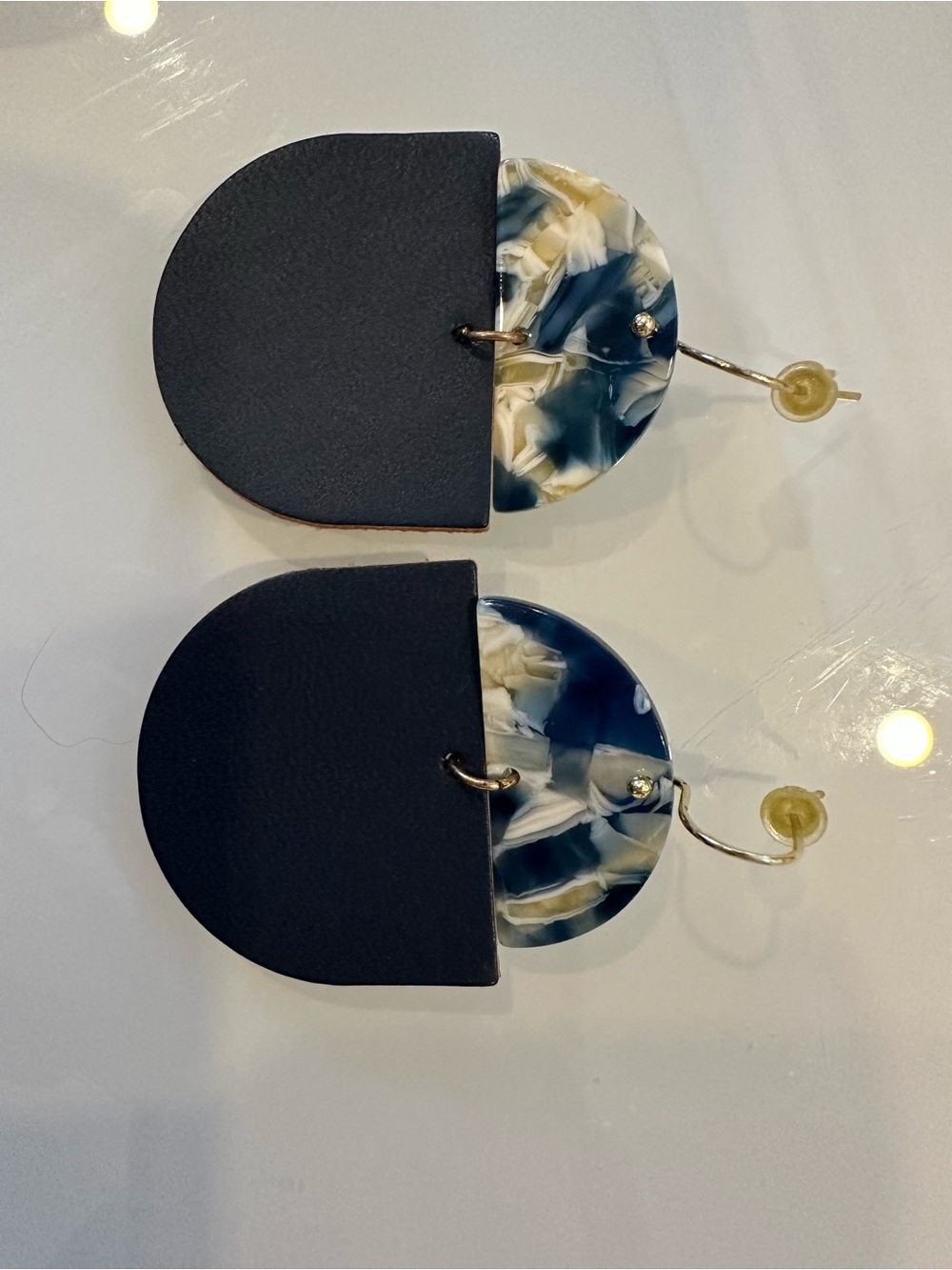 Women’s Navy & Cream Statement Drop Earrings